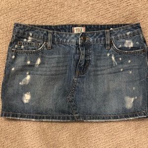 Tilt | Distressed Mini Jean Skirt, 11
